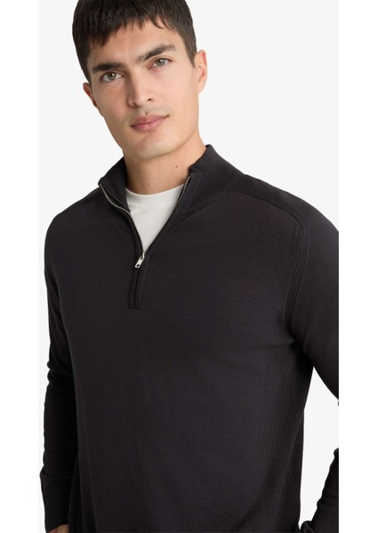 Standart Fit Dik Yaka Yarım Fermuarlı Triko Kazak D0624AX25AU fırsatları