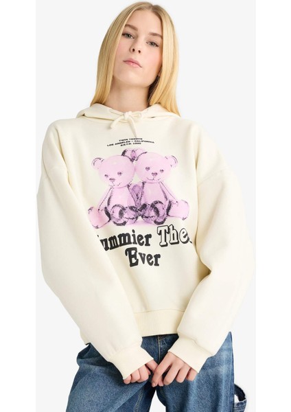 Coool Oversize Geniş Kalıp Kapüşonlu Baskılı KSweatshirt G3884AX25WN modelleri