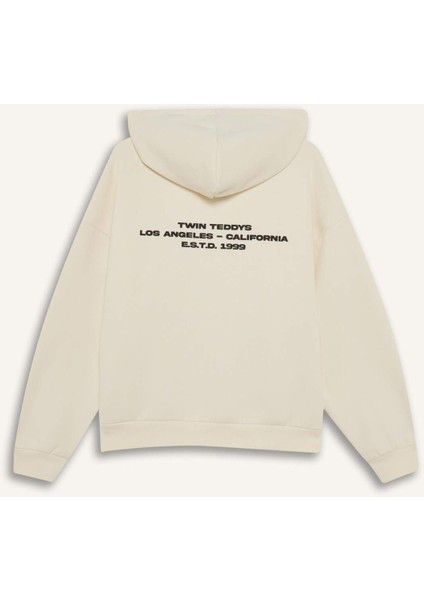 Coool Oversize Geniş Kalıp Kapüşonlu Baskılı KSweatshirt G3884AX25WN