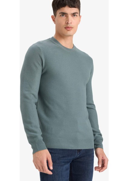 Standart Fit Bisiklet Yaka Basic Dokulu Triko KAZAK F1777AX25AU