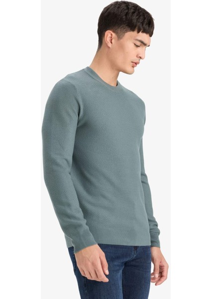 Standart Fit Bisiklet Yaka Basic Dokulu Triko KAZAK F1777AX25AU modelleri