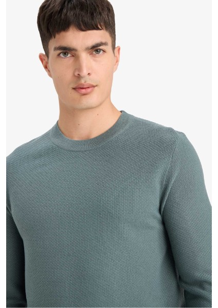 Standart Fit Bisiklet Yaka Basic Dokulu Triko KAZAK F1777AX25AU fırsatları