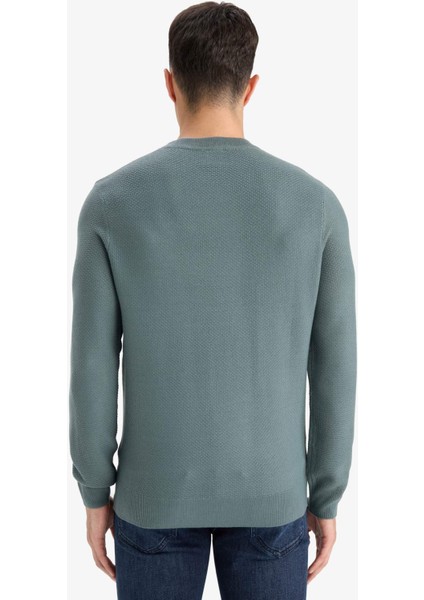 Standart Fit Bisiklet Yaka Basic Dokulu Triko KAZAK F1777AX25AU