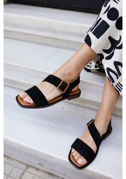 Poster Kadın Vizon Kum Suet Sandalet modelleri