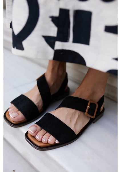 Poster Kadın Vizon Kum Suet Sandalet