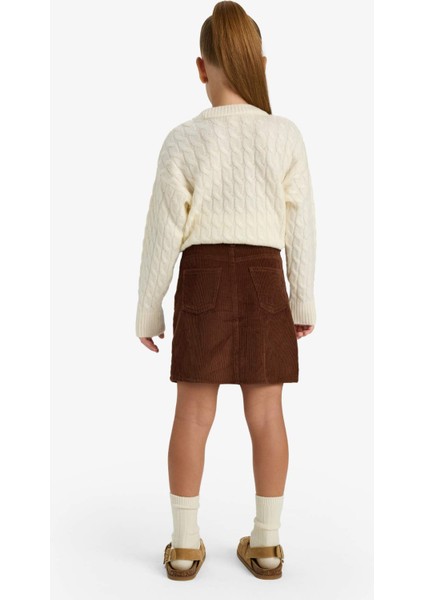 Kız Çocuk Pamuklu Fitilli Kadife Etek F4125A825WN