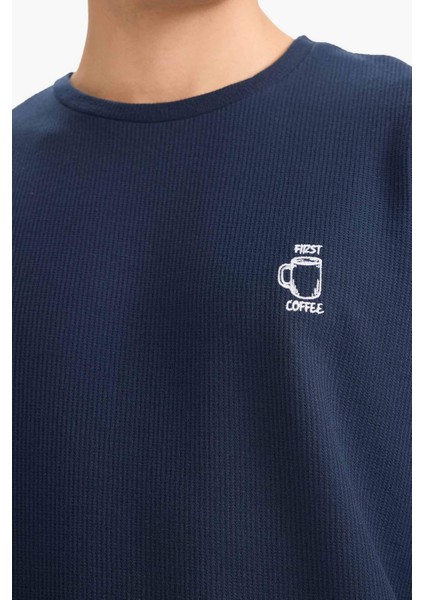 Pijama Takımı Regular Fit Uzun Kollu Waffle Üst Uzun ALT G2650AX25WN modelleri