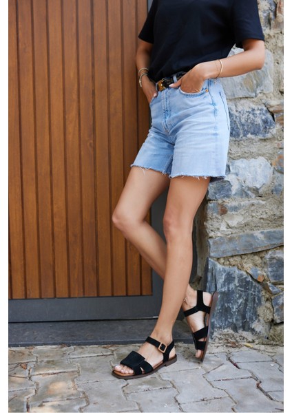 Cicca Kadın Bej Gercek Deri Suet Sandalet