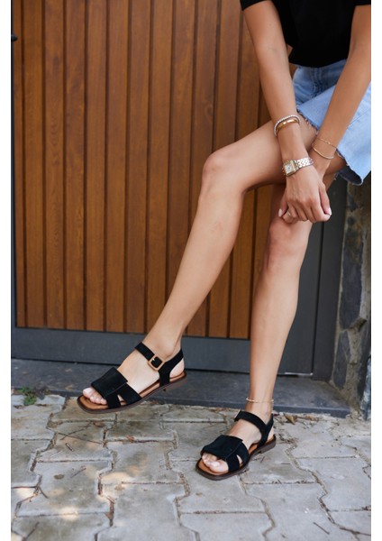 Cicca Kadın Bej Gercek Deri Suet Sandalet modelleri