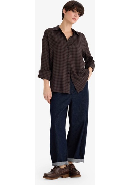 Regular Fit Gömlek Yaka Kareli Flanel Uzun Kollu GÖMLEK G4316AX25WN fiyatları