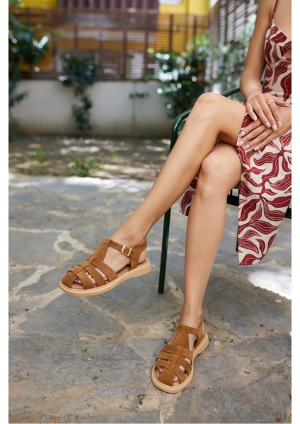 Rio Kadin Taba Gercek Deri Suet Sandalet fiyatları