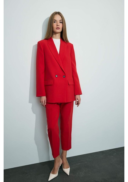 Oversize Geniş Kalıp Ceket Yaka Düğmeli Kırmızı Blazer Ceket C2457AX25AU fiyatları