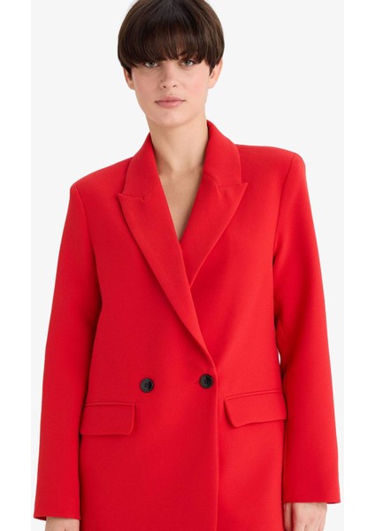 Oversize Geniş Kalıp Ceket Yaka Düğmeli Kırmızı Blazer Ceket C2457AX25AU modelleri