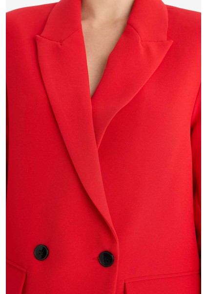 Oversize Geniş Kalıp Ceket Yaka Düğmeli Kırmızı Blazer Ceket C2457AX25AU fırsatları