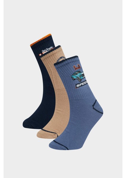 Erkek Çocuk 3'lü Pamuklu Uzun Çorap F8851A8NS