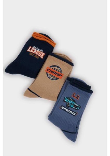 Erkek Çocuk 3'lü Pamuklu Uzun Çorap F8851A8NS indirimleri