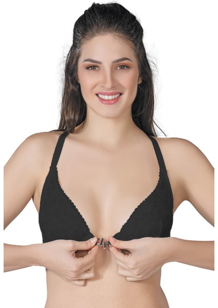 Siyah Mı Emay 187 C Önden Açılır Balenli Sporcu Sütyen
