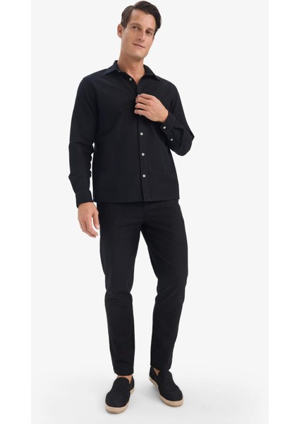 %100 Pamuk Slim Fit Beli Lastikli Keten Görünümlü Cepli Düz Paça Jogger Pantolon D2671AX25AU fırsatları