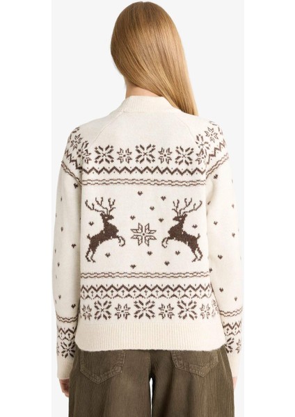 Yılbaşı Temalı Regular Fit Bisiklet Yaka Triko Kazak F6482AX25CW indirimleri