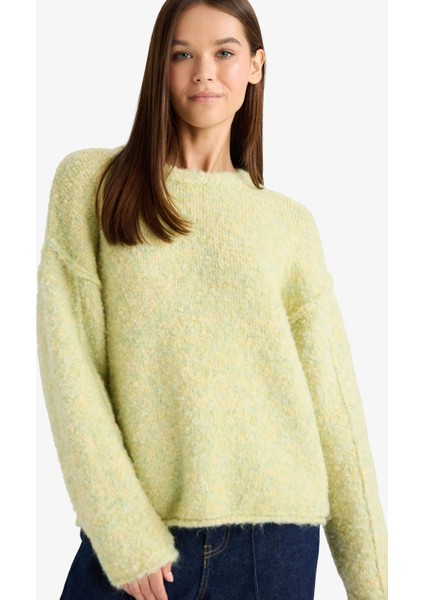 Oversize Geniş Kalıp Bisiklet Yaka KAZAK F3256AX25WN