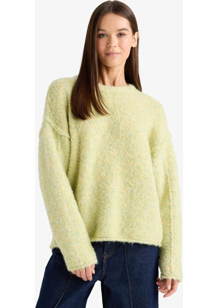 Oversize Geniş Kalıp Bisiklet Yaka KAZAK F3256AX25WN fırsatları