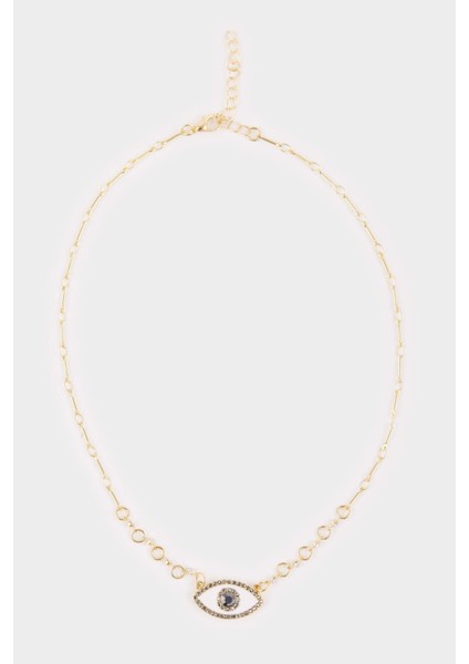 Kadın Çelik Taşlı Göz Detaylı Kolye G0327AXNS