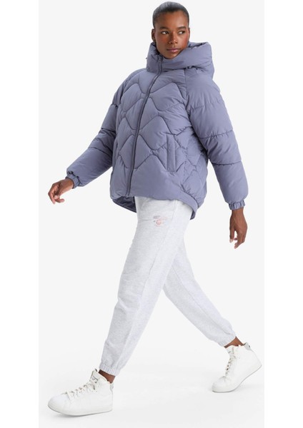 Fit Su İtici Oversize Fit Geniş Kalıp Kapüşonlu Fermuarlı Cepli Şişme Mont E9260AX25AU fiyatları