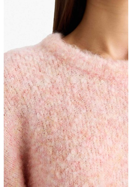 Yün Karışımlı Bisiklet Yaka Oversize Fit Triko Kazak F3256AX25WN indirimleri