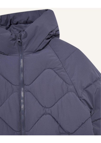 Fit Su İtici Oversize Fit Geniş Kalıp Kapüşonlu Fermuarlı Cepli Şişme Mont E9260AX25AU