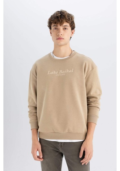 Boxy Fit Bisiklet Yaka Baskılı SWEATSHIRT D2691AX24AU modelleri