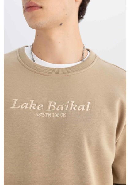 Boxy Fit Bisiklet Yaka Baskılı SWEATSHIRT D2691AX24AU indirimleri