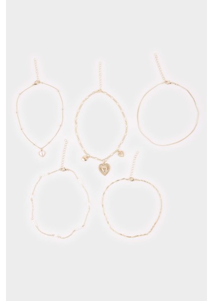 Kadın Kalp Detaylı 5'li Kolye Seti F7708AXNS