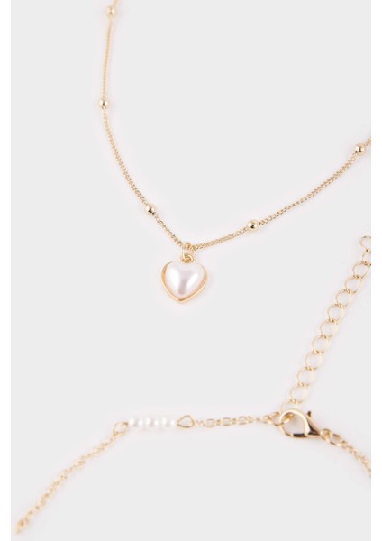 Kadın Kalp Detaylı 5'li Kolye Seti F7708AXNS fiyatları