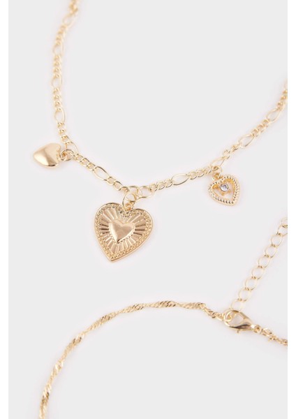 Kadın Kalp Detaylı 5'li Kolye Seti F7708AXNS modelleri