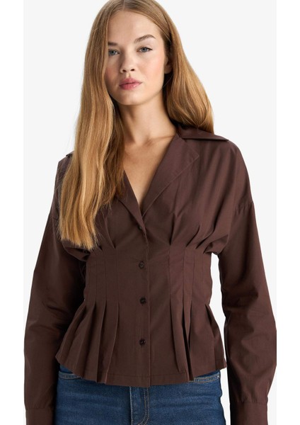 Fitted Gömlek Yaka Poplin Uzun Kollu GÖMLEK G4679AX25AU