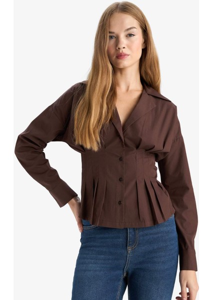 Fitted Gömlek Yaka Poplin Uzun Kollu GÖMLEK G4679AX25AU fırsatları