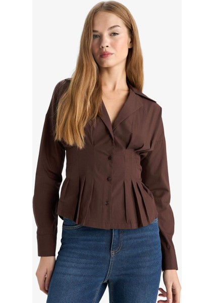 Fitted Gömlek Yaka Poplin Uzun Kollu GÖMLEK G4679AX25AU indirimleri