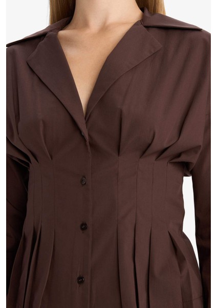 Fitted Gömlek Yaka Poplin Uzun Kollu GÖMLEK G4679AX25AU