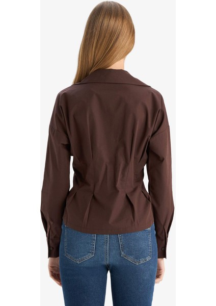 Fitted Gömlek Yaka Poplin Uzun Kollu GÖMLEK G4679AX25AU