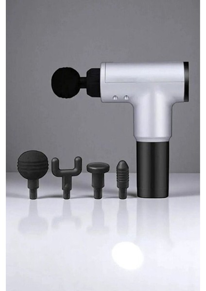 Yeni Nesil Masaj Tabancası 4 Başlıklı Sporcu Şarjlı Kablosuz Bacak Ayak Masaj Aleti Tabancası