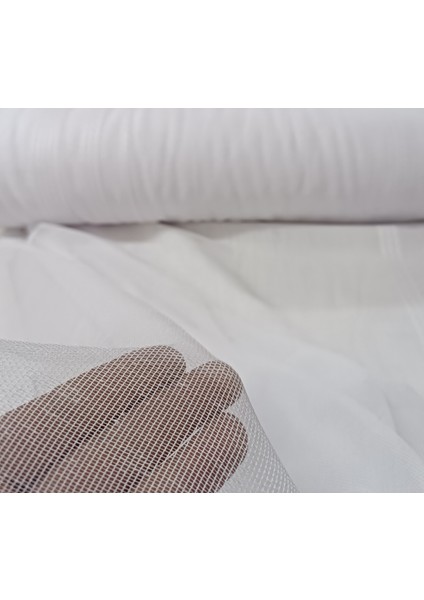 Şerit Desenli Panama Keteni - Optik Beyaz - Pileli Dikim 1x2,5 Pile - EFES500