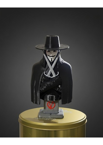 V For Vendetta "anonim Intikam" Detaylı 3D Baskı Büstü - 17 cm