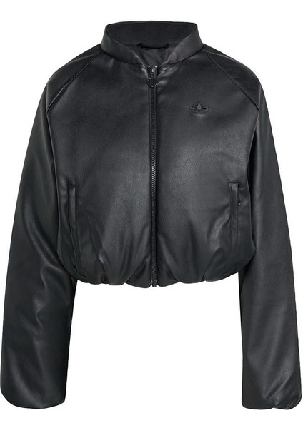 Kadın Siyah Mont Pleather Bomber JX5332