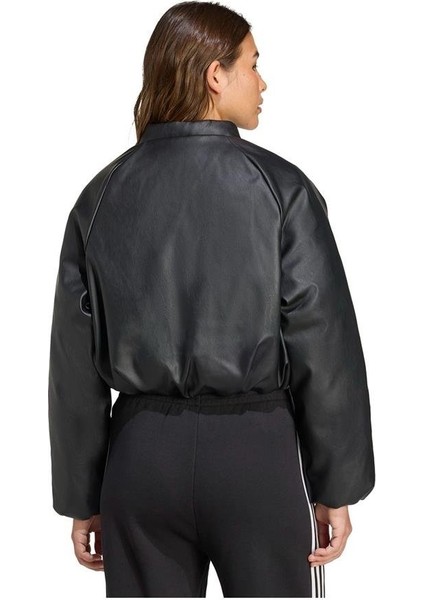 Kadın Siyah Mont Pleather Bomber JX5332 modelleri