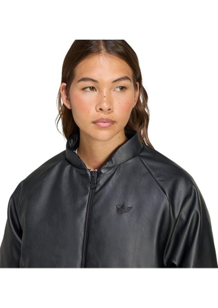 Kadın Siyah Mont Pleather Bomber JX5332 indirimleri