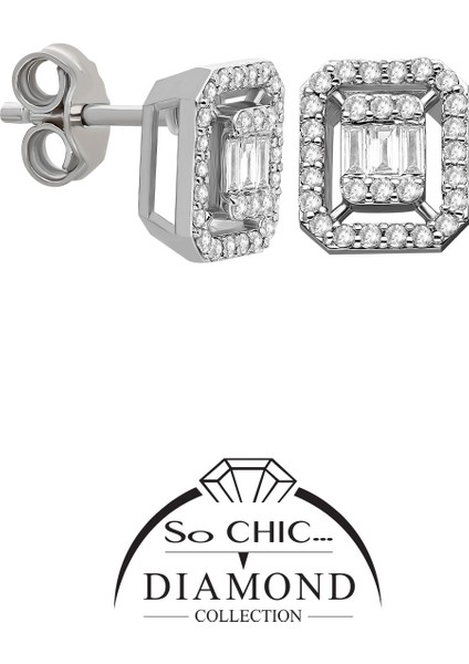 Diamond Collection Beyaz Altın 0.43 Karat Pırlanta Baget Küpe