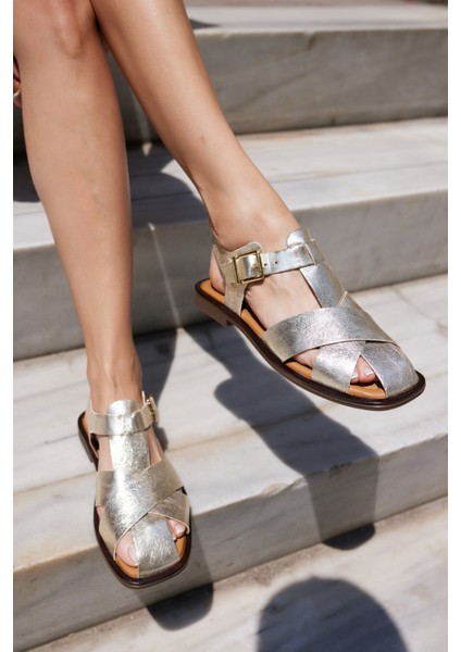 Patto Kadın Kahve Deri Bantli Sandalet