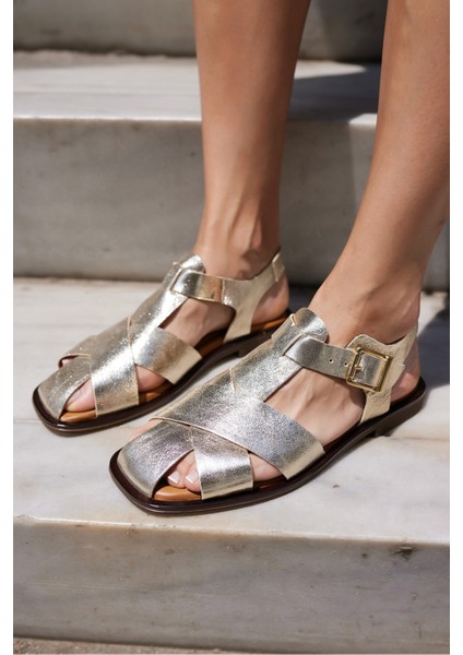 Patto Kadın Kahve Deri Bantli Sandalet