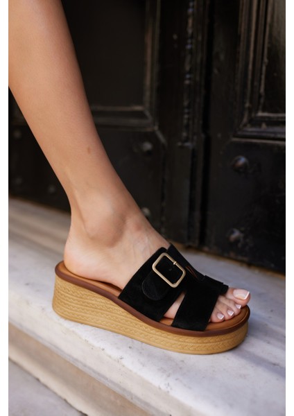 Raffica Kadın Taba Gercek Deri Suet Toka Detay Terlik modelleri