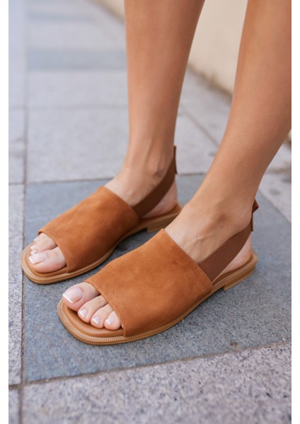 Raggio Kadin Kahve Suet Lastık Detay Terlik